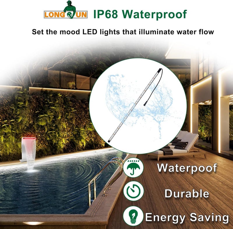 Longrun LED Strip Color Changing Garden Show Lights for Pond Spillway Waterfall, APP Control Waterproof Lighting Bar for Home Decoration Pool Fountain Landscape Lighting, Aquarium-34.85" - Image 5